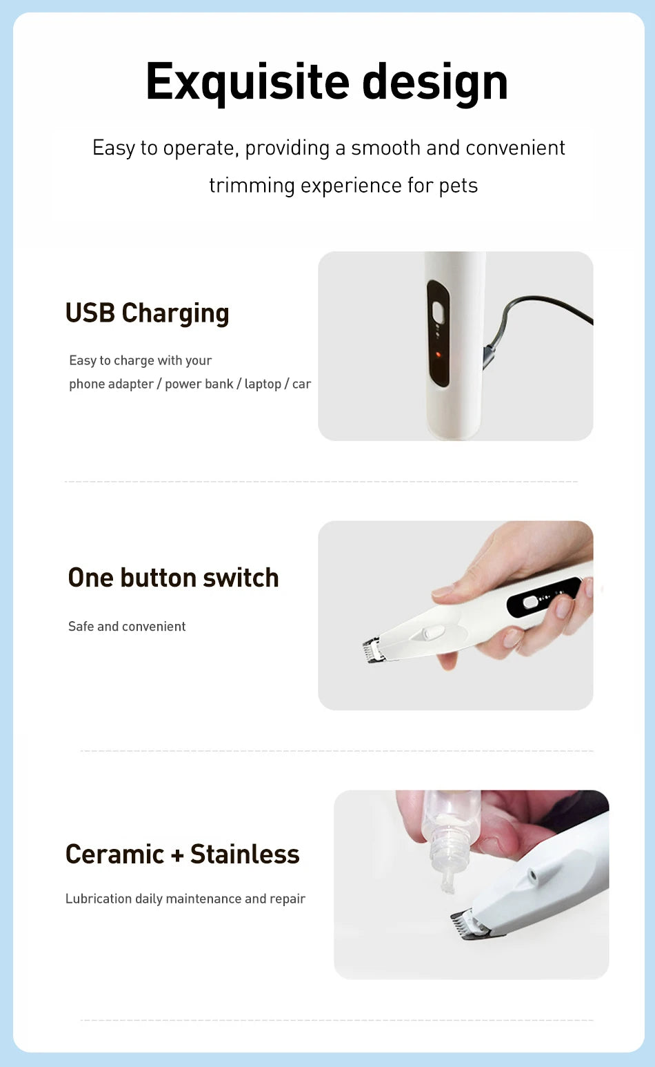 ROJECO 3-in-1 Pet Hair Trimmer